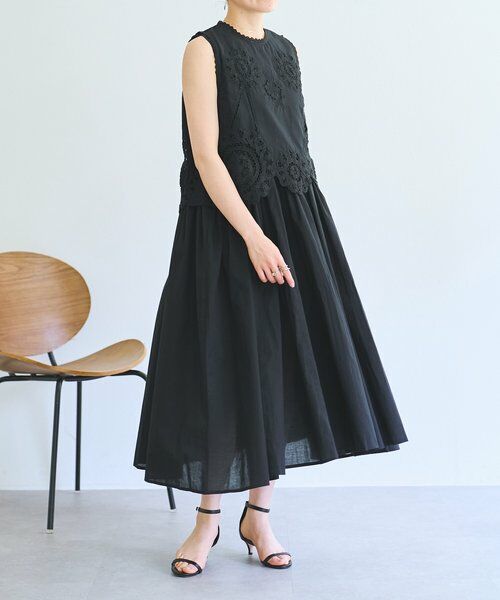 BEARDSLEY / ビアズリー ロング・マキシ丈ワンピース | 《4/2(木)18：00予約開始》バテンレースアンサンブルワンピ（ブラック）