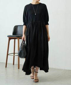BEARDSLEY / ビアズリー ロング・マキシ丈ワンピース | ニットコンビギャザーワンピ