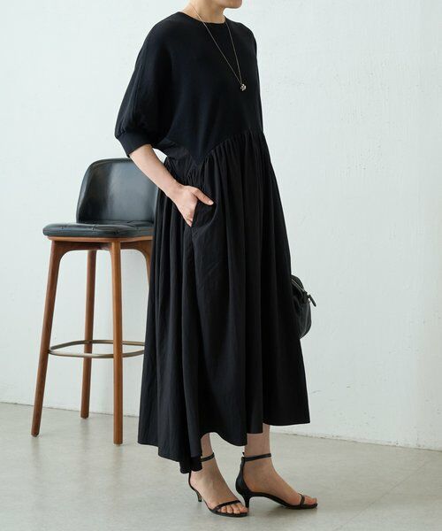 BEARDSLEY / ビアズリー ロング・マキシ丈ワンピース | ニットコンビギャザーワンピ | 詳細4