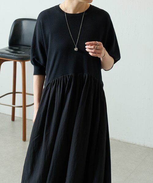 BEARDSLEY / ビアズリー ロング・マキシ丈ワンピース | ニットコンビギャザーワンピ | 詳細5