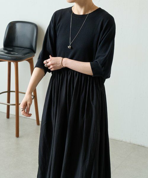 BEARDSLEY / ビアズリー ロング・マキシ丈ワンピース | ニットコンビギャザーワンピ | 詳細6