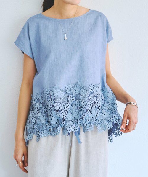 BEARDSLEY / ビアズリー シャツ・ブラウス | 裾レースリネンブラウス | 詳細10
