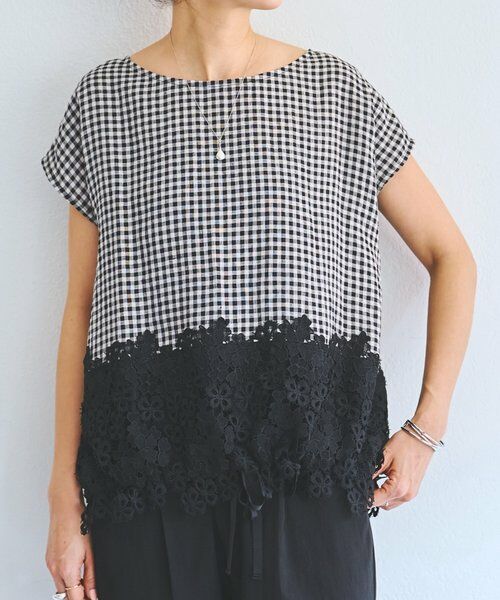 BEARDSLEY / ビアズリー シャツ・ブラウス | 裾レースリネンブラウス（ブラック）