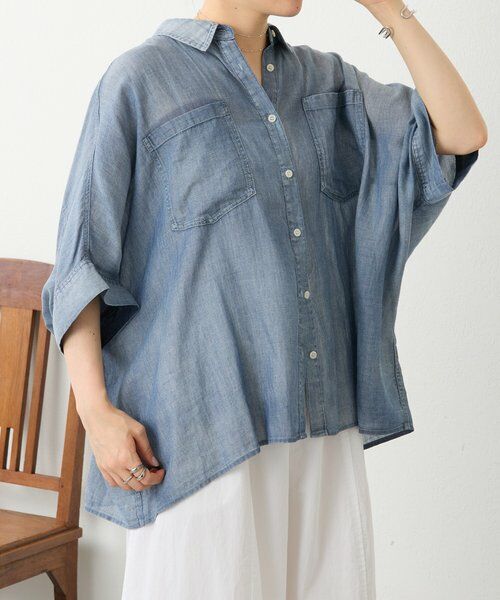 BEARDSLEY / ビアズリー シャツ・ブラウス | 《4/1(水)20：00予約開始》シフォンデニムポンチョシャツ | 詳細3