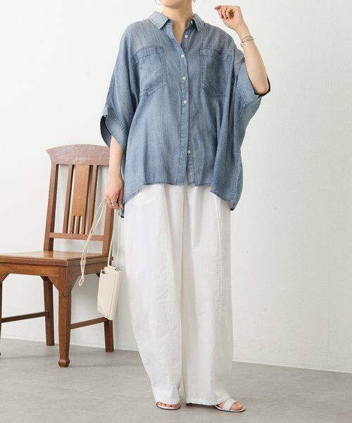 BEARDSLEY / ビアズリー シャツ・ブラウス | 《4/1(水)20：00予約開始》シフォンデニムポンチョシャツ | 詳細5