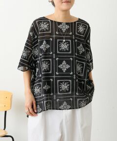 BEARDSLEY / ビアズリー カットソー | 《4/2(木)18：00予約開始》刺繍風プリントプルオーバー