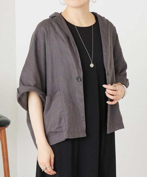 BEARDSLEY / ビアズリー テーラードジャケット | 《4/2(木)18：00予約開始》リネンドルマンシャツジャケット（チャコールグレー）