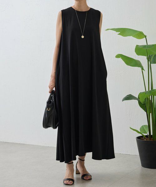 BEARDSLEY / ビアズリー ロング・マキシ丈ワンピース | 《4/5(日)12：00予約開始》ストレッチジョーゼットマキシワンピ（ブラック）