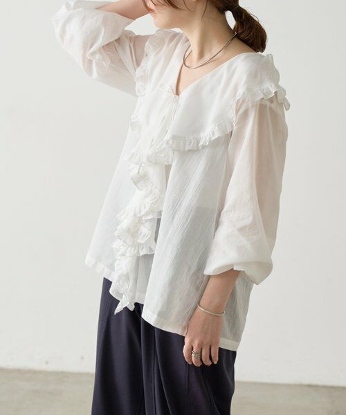 BEARDSLEY / ビアズリー シャツ・ブラウス | 《4/21(火)12:00予約開始》フリルハオリブラウス《FRIPIER》 | 詳細2