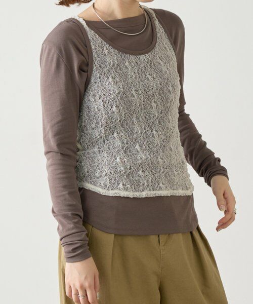 BEARDSLEY / ビアズリー カットソー | レースタンクレイヤーロンTee《FRIPIER》 | 詳細7