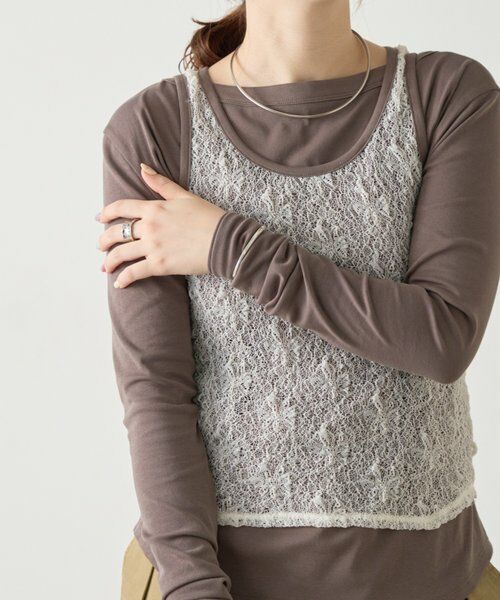 BEARDSLEY / ビアズリー カットソー | 《4/21(火)12時予約開始》レースタンクレイヤーロンTee《FRIPIER》 | 詳細1