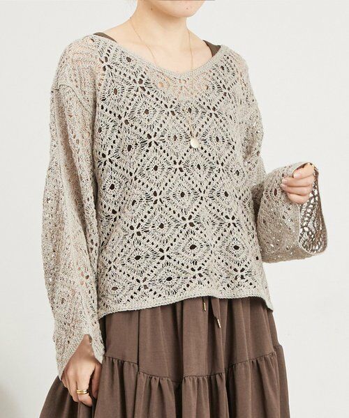 BEARDSLEY / ビアズリー ニット・セーター | リネンレース編みニット（ベージュ）