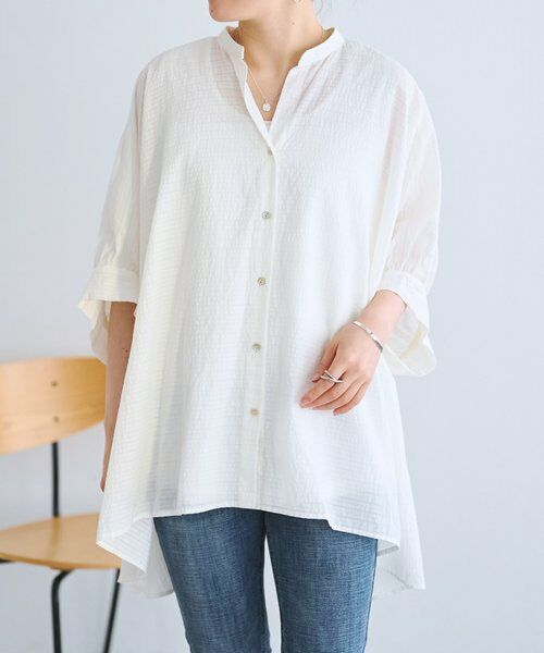 BEARDSLEY / ビアズリー シャツ・ブラウス | 《4/29(水)12:00予約開始予定》コットンシアーストライプシャツ（ホワイト）