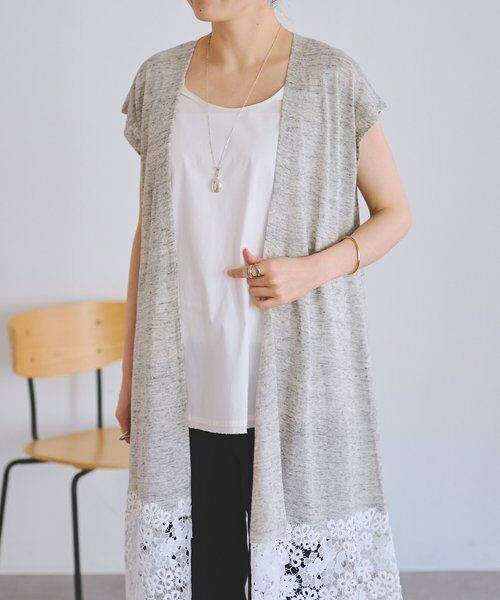 BEARDSLEY / ビアズリー カーディガン・ボレロ | 裾レースリネンカーデ | 詳細5