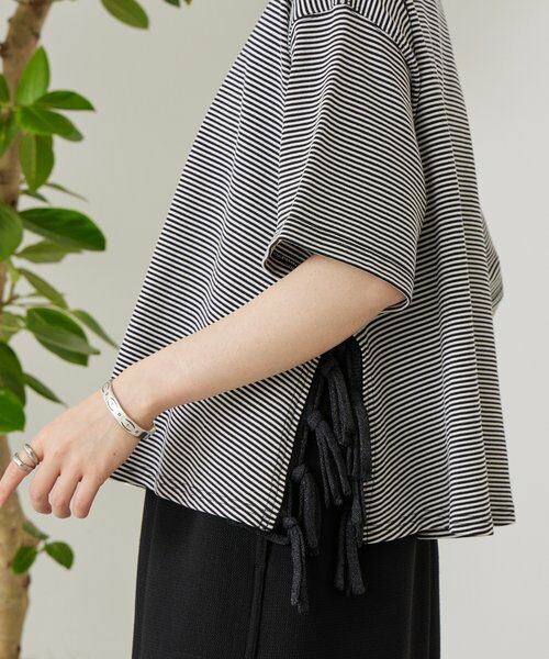 BEARDSLEY / ビアズリー カットソー | サイドフリンジニットTee（ブラック）