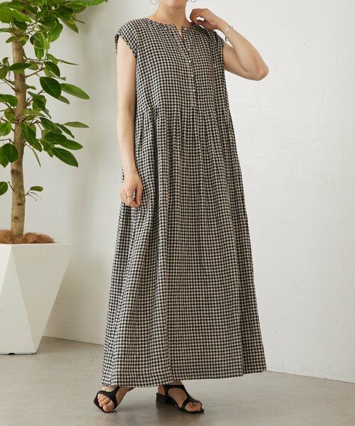 BEARDSLEY / ビアズリー ロング・マキシ丈ワンピース | 《5/2(土)12:00予約開始》リネンギンガムタックワンピ | 詳細4