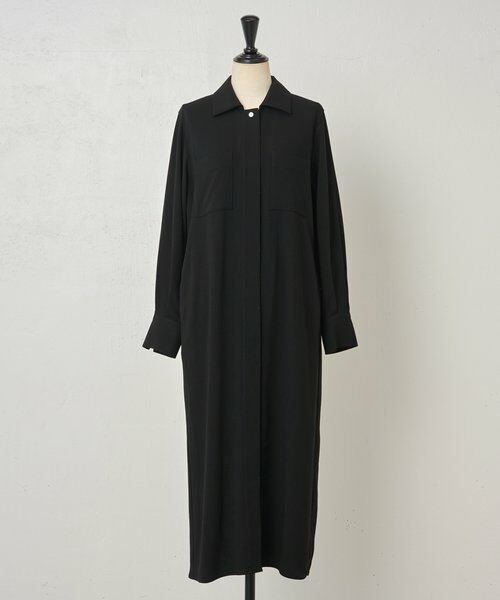 BEARDSLEY / ビアズリー ロング・マキシ丈ワンピース | 《4/14(火)12:00予約》バックサテンシャツワンピース《LIVETAR》（ブラック）