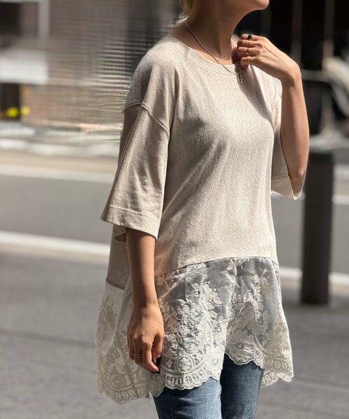 BEARDSLEY / ビアズリー カットソー | 裾シアー刺繍Tee | 詳細1