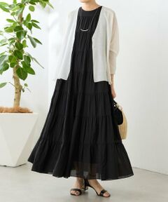 BEARDSLEY / ビアズリー ロング・マキシ丈ワンピース | コットンシアーティアードワンピ