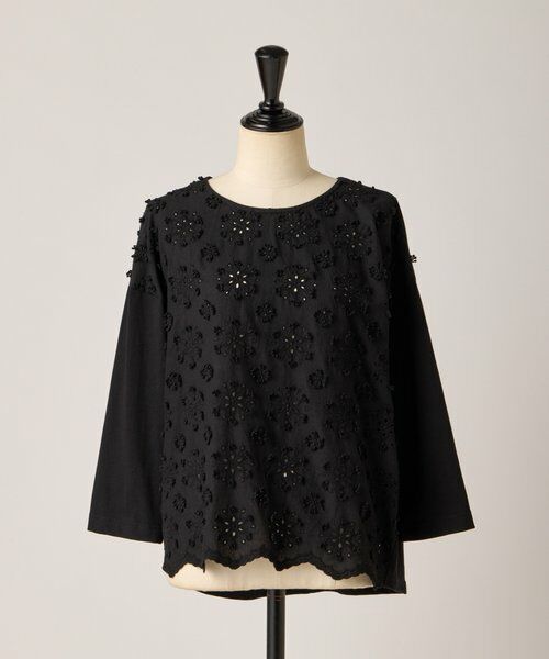 BEARDSLEY / ビアズリー カットソー | ツブツブフロント刺繍カットソー（ブラック）