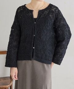 BEARDSLEY / ビアズリー その他アウター | エンブロイダリーノーカラーカーデ