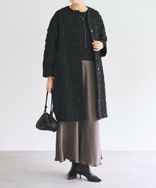 BEARDSLEY / ビアズリー その他アウター | 《7/8(水)12時予約》もこもこ花ジャガードコート《15 quinze》（ブラック）