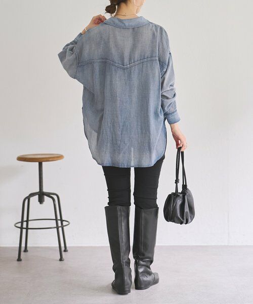 BEARDSLEY / ビアズリー シャツ・ブラウス | ショートシフォンデニムシャツ | 詳細10