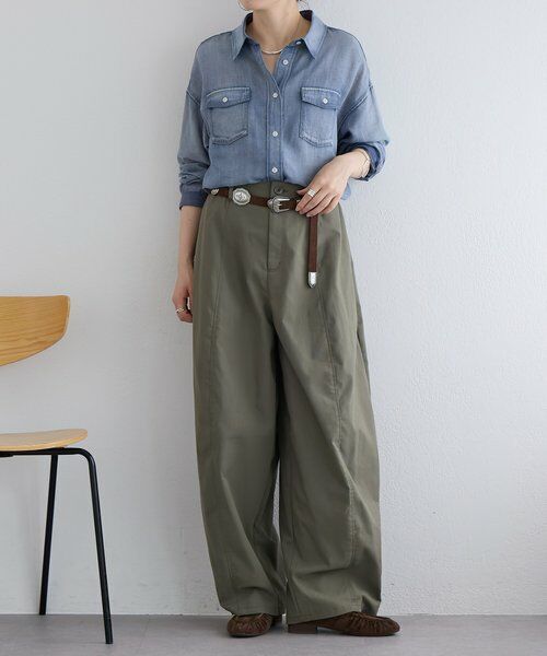 BEARDSLEY / ビアズリー シャツ・ブラウス | ショートシフォンデニムシャツ | 詳細5