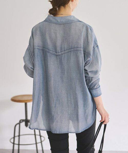 BEARDSLEY / ビアズリー シャツ・ブラウス | ショートシフォンデニムシャツ | 詳細7