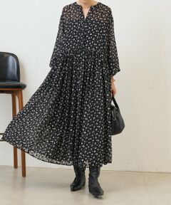 BEARDSLEY / ビアズリー ロング・マキシ丈ワンピース | プリントギャザーワンピ