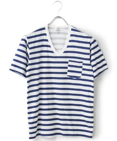 BEAUTY&YOUTH UNITED ARROWS / ビューティー&ユース ユナイテッドアローズ Tシャツ | BY プリント ボーダー Vネック Tシャツ