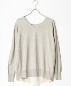 BEAUTY&YOUTH UNITED ARROWS / ビューティー&ユース ユナイテッドアローズ ニット・セーター | BYSF バックジョーゼット Vネックニットプルオーバー