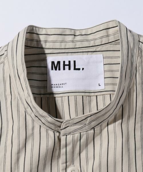 MHL.＞ WIDE STRIPE NO COLLAR SHIRT/シャツ （シャツ・ブラウス