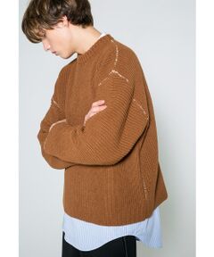 ＜monkey time＞ PE WAFFLE LINKING CREWNECK/ニット