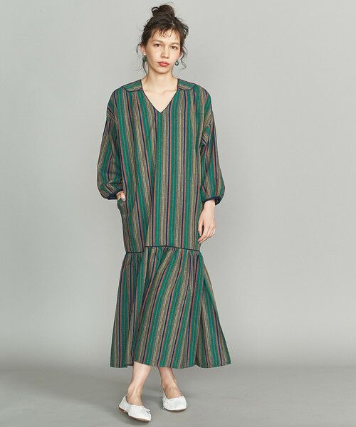 セール Kiira ストライプvネックワンピース O ロング マキシ丈ワンピース Beauty Youth United Arrows ビューティ ユース ユナイテッドアローズ ファッション通販 タカシマヤファッションスクエア