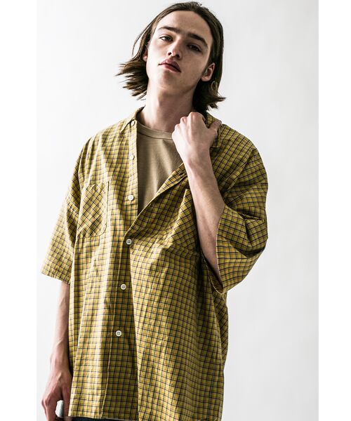 monkey time＞ OVERSIZED CHECK REG SSL SHIRT/シャツ （シャツ