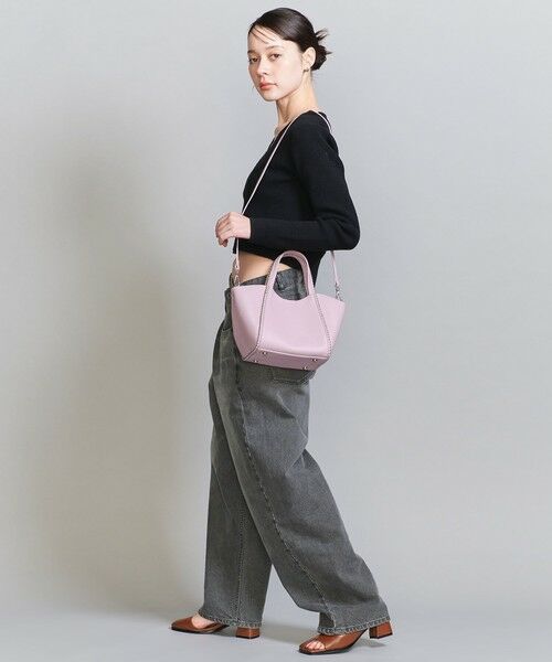 ICY LEATHER BOSTON 裏地チェックBAG（ハンドバッグ