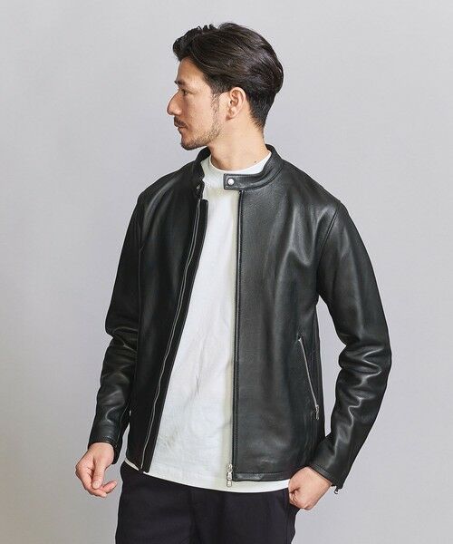 BEAUTYYOUTH UNITED ARROWS◇レザージャケット・ブルゾン L 羊革 BLK