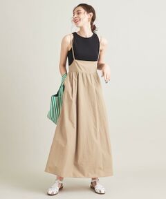 BEAUTY&YOUTH UNITED ARROWS / ビューティー&ユース ユナイテッドアローズ ロング・マキシ丈ワンピース | BY ナイロン×コットン ギャザー キャミワンピース