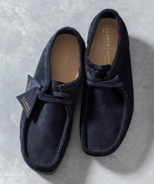 セール】 【別注】 ＜CLARKS＞ WALLABEE NAVY/シューズ （フラット