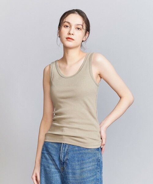 BEAUTY & YOUTH UNITED ARROWS/ビューティー&ユース ユナイテッドアローズ コットンブレンド テレコ タンクトップ BEIGE FREE BEAUTY & YOUTH UNITED ARROWS/ビューティー&ユース ユナイテッドアローズ コットンブレンド テレコ タンクトップ BEIGE FREE