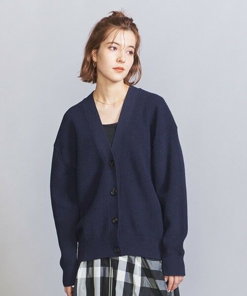 BEAUTY&YOUTH UNITED ARROWS / ビューティー&ユース ユナイテッドアローズ カーディガン・ボレロ | オーバー Vネック 畦ニット カーディガン -ウォッシャブル- | 詳細1