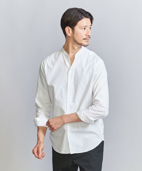 BEAUTY&YOUTH UNITED ARROWS / ビューティー&ユース ユナイテッドアローズ シャツ・ブラウス | 【WEB限定 WARDROBE SMART】コットン ポプリン バンドカラー スキッパー シャツ | 詳細4