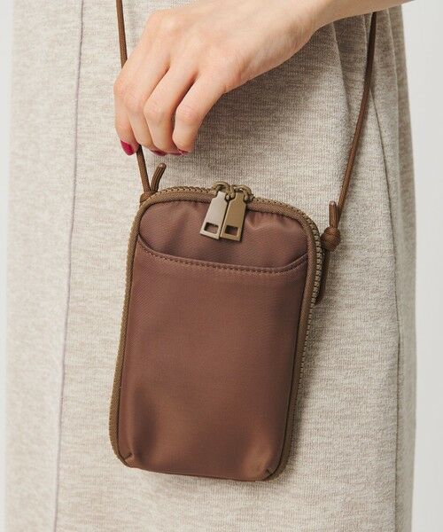 BEAUTY&YOUTH UNITED ARROWS / ビューティー&ユース ユナイテッドアローズ ポーチ | ポリエステル ジップスリム ウォレットショルダー（MD.BROWN）