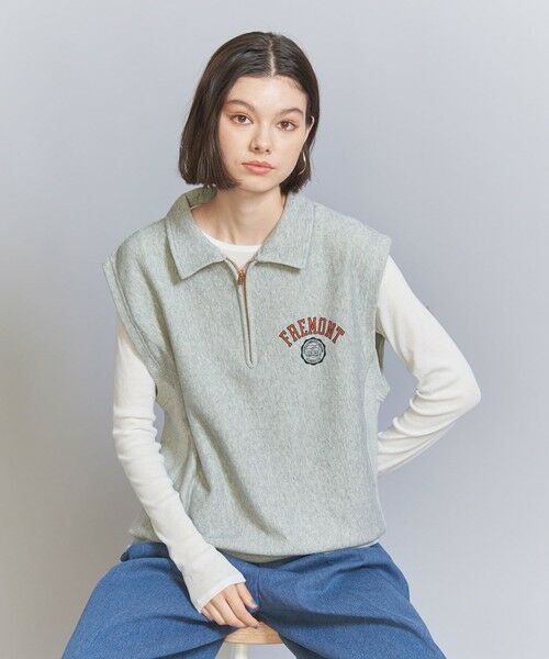 【別注】＜Champion＞ハーフジップ ノースリーブ スウェット