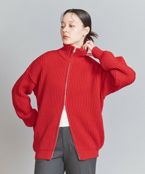 OLDDERBY KNITWEAR＞リブニット ジップ カーディガン （カーディガン