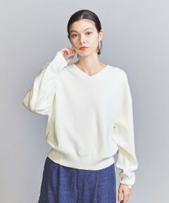 ソフトコットン Vネック スムース ニットプルオーバー -ウォッシャブル-