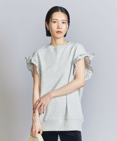 スウェット＆フリル ノースリーブ トップス