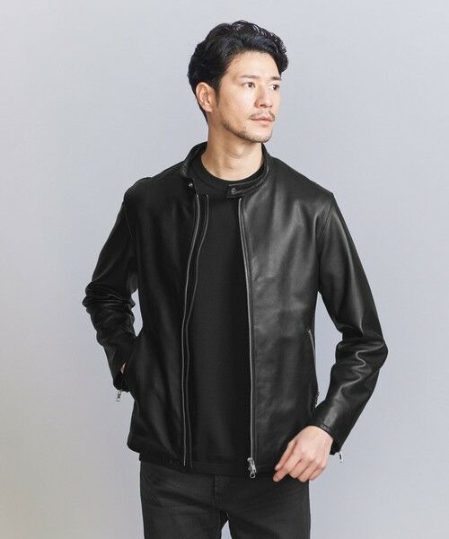 BEAUTY&YOUTH UNITED ARROWS / ビューティー&ユース ユナイテッドアローズ レザーブルゾン・ジャケット | 【WEB限定 WARDROBE SMART】 シープ シングル ライダースジャケット | 詳細1