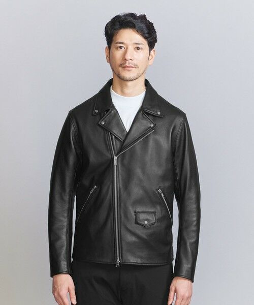 BEAUTY&YOUTH UNITED ARROWS / ビューティー&ユース ユナイテッドアローズ レザーブルゾン・ジャケット | 【WEB限定 WARDROBE SMART】 シープ ダブル ライダースジャケット | 詳細4